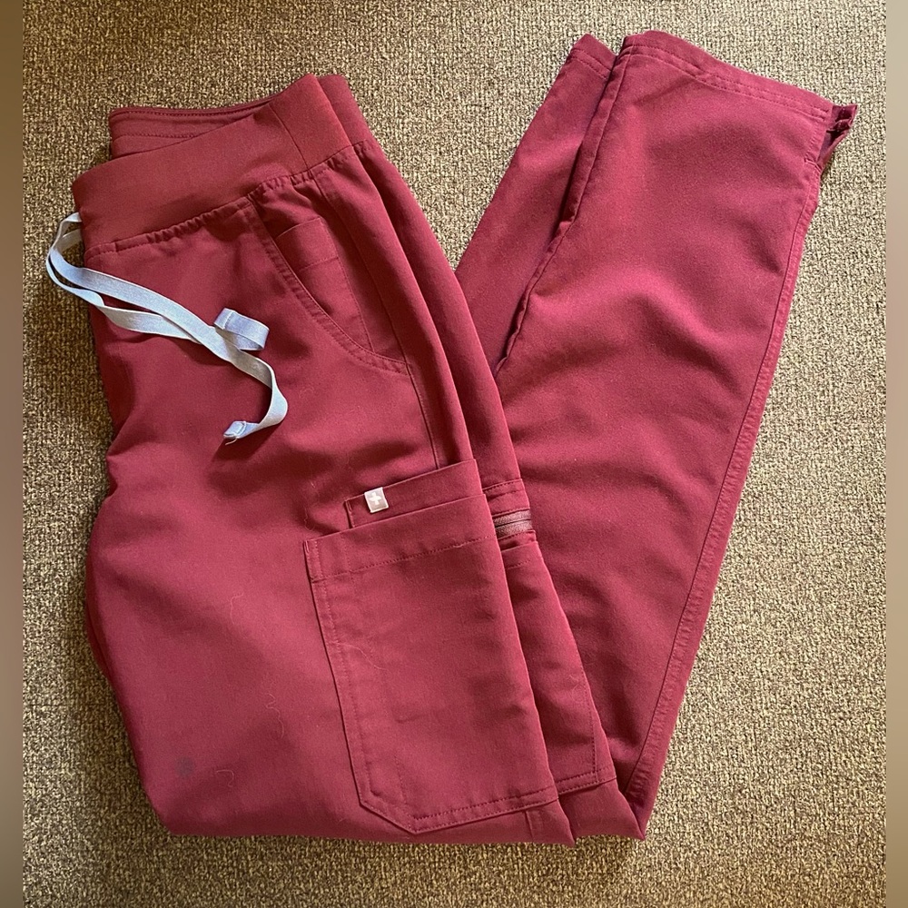 Womens Figs Burgundy Yola Skinny scrub pants Small/Tall